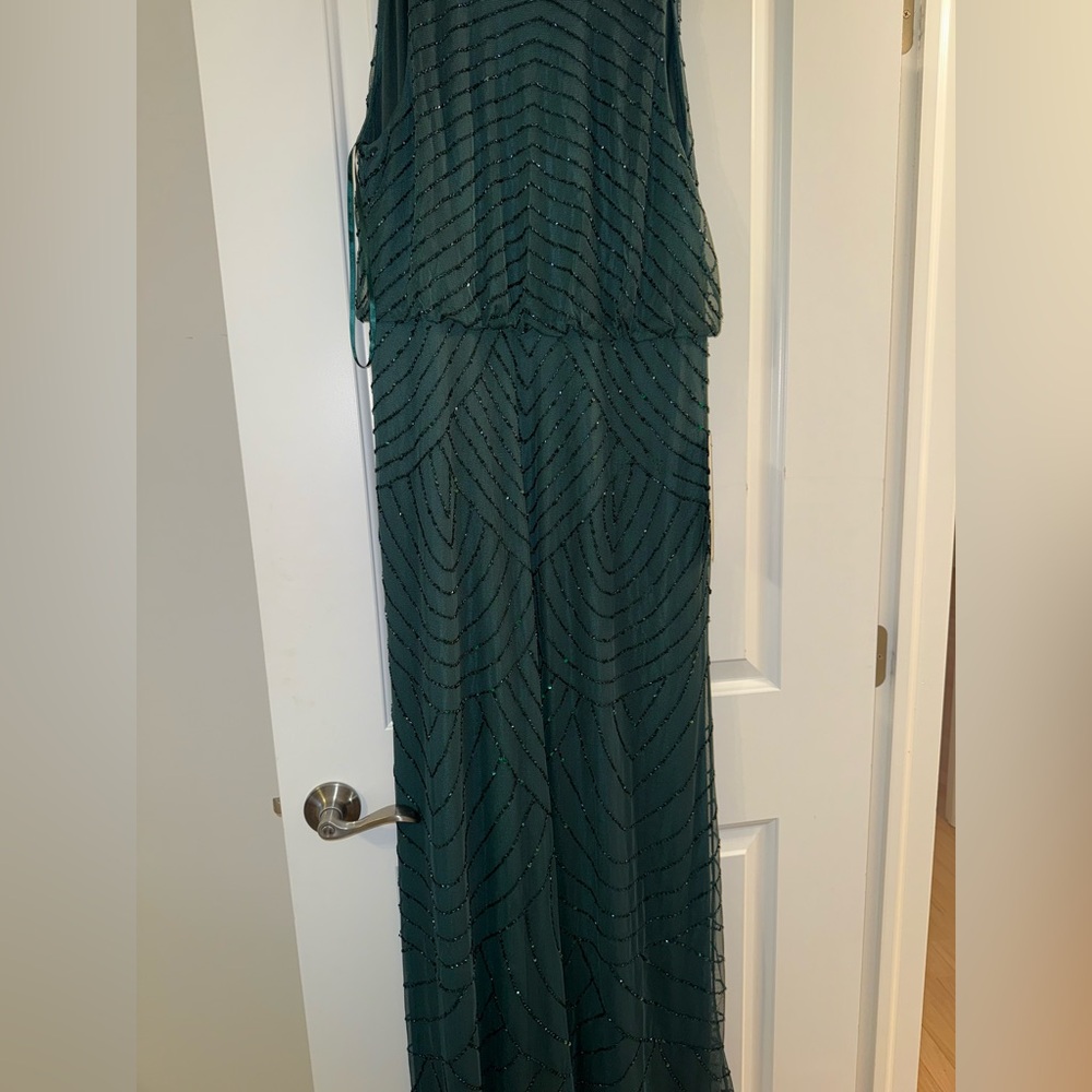 Adrianna Papell Teal Beaded Dress 14P NWT beaded blouson dress. emerald